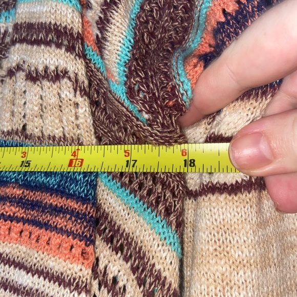 Su & Lola Boho Bright Striped Fringe Open Front Cardigan - Size Medium - Picture 8 of 10
